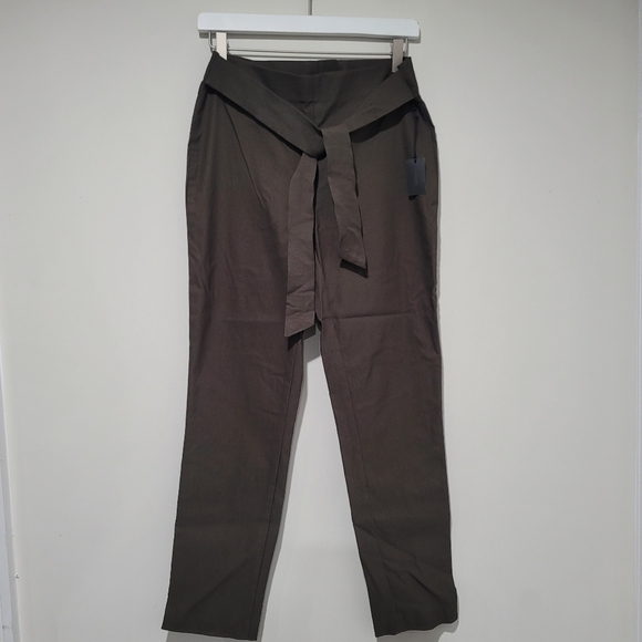 CH1 & CO Olive Green Front Tie Stretch Pants Size M - Picture 3 of 11